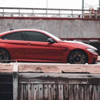 Side profile of a red car