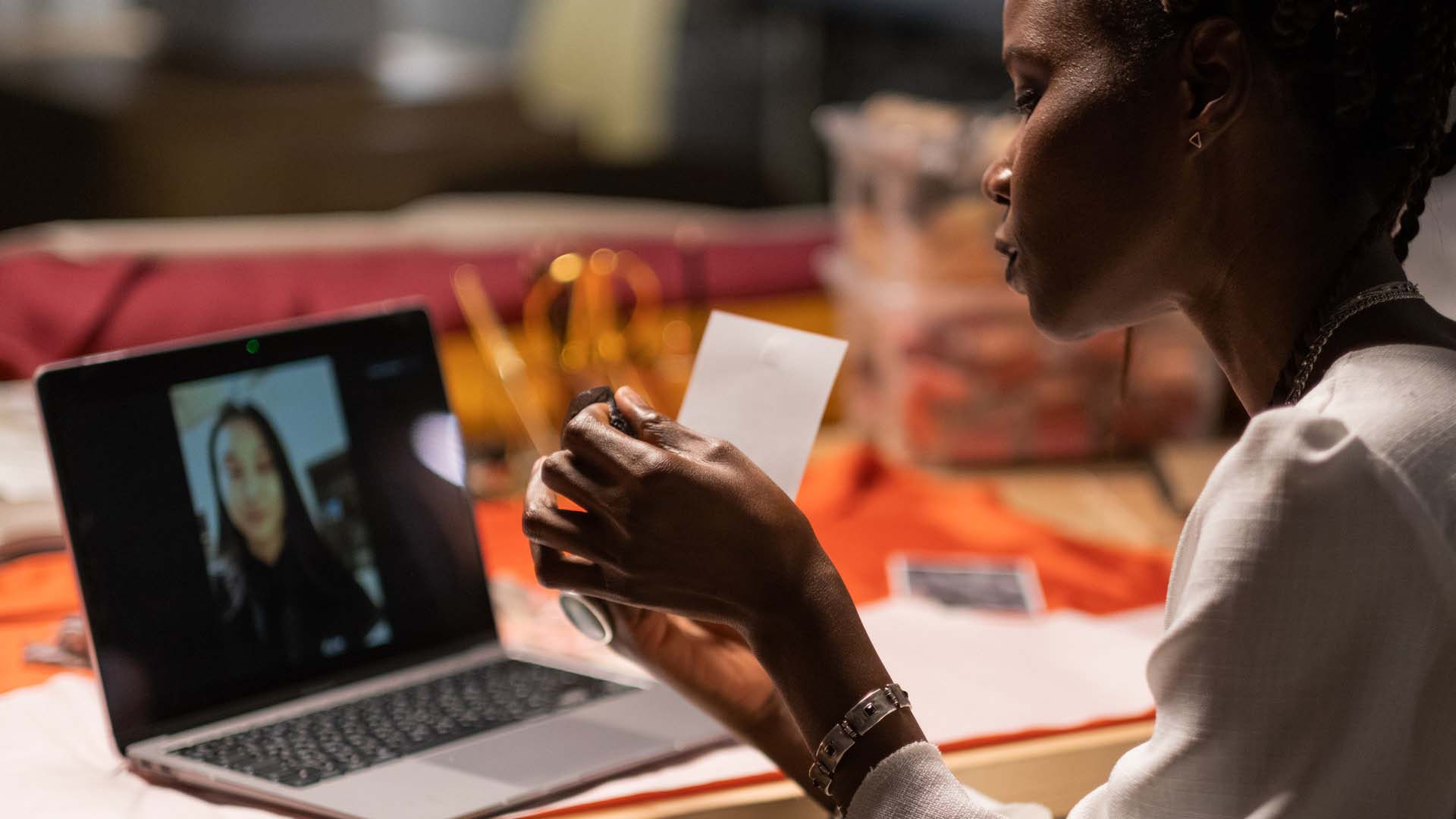 Two women on a video conference