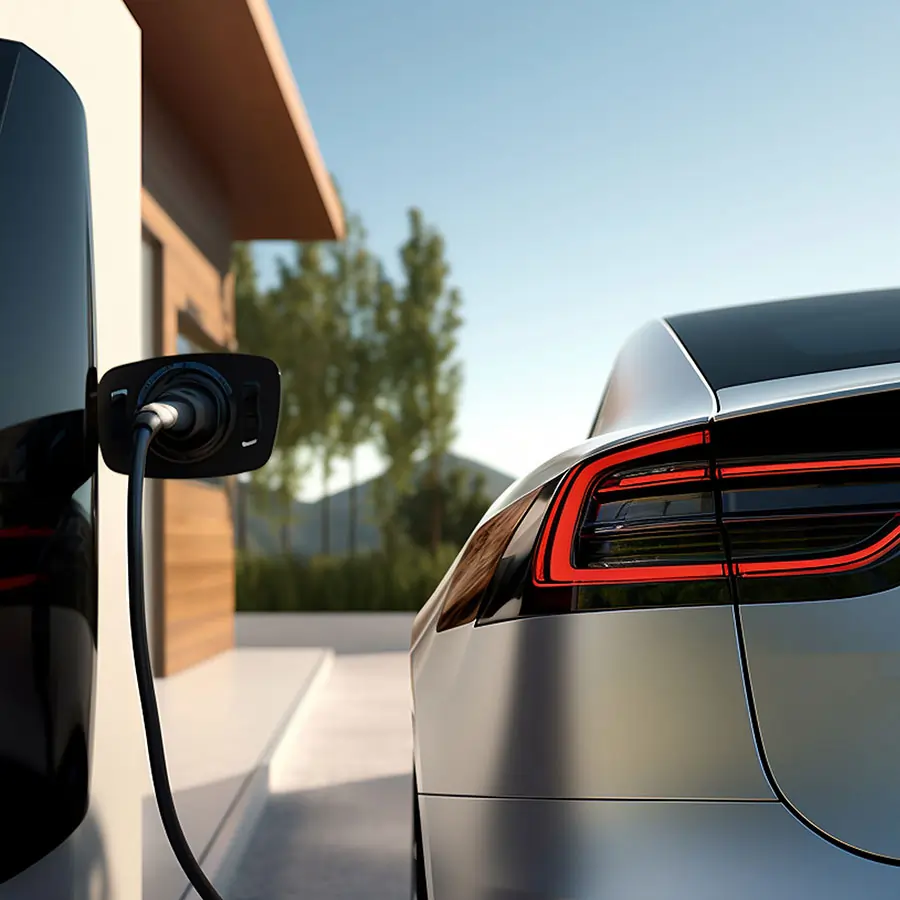 Electric car charging at home.