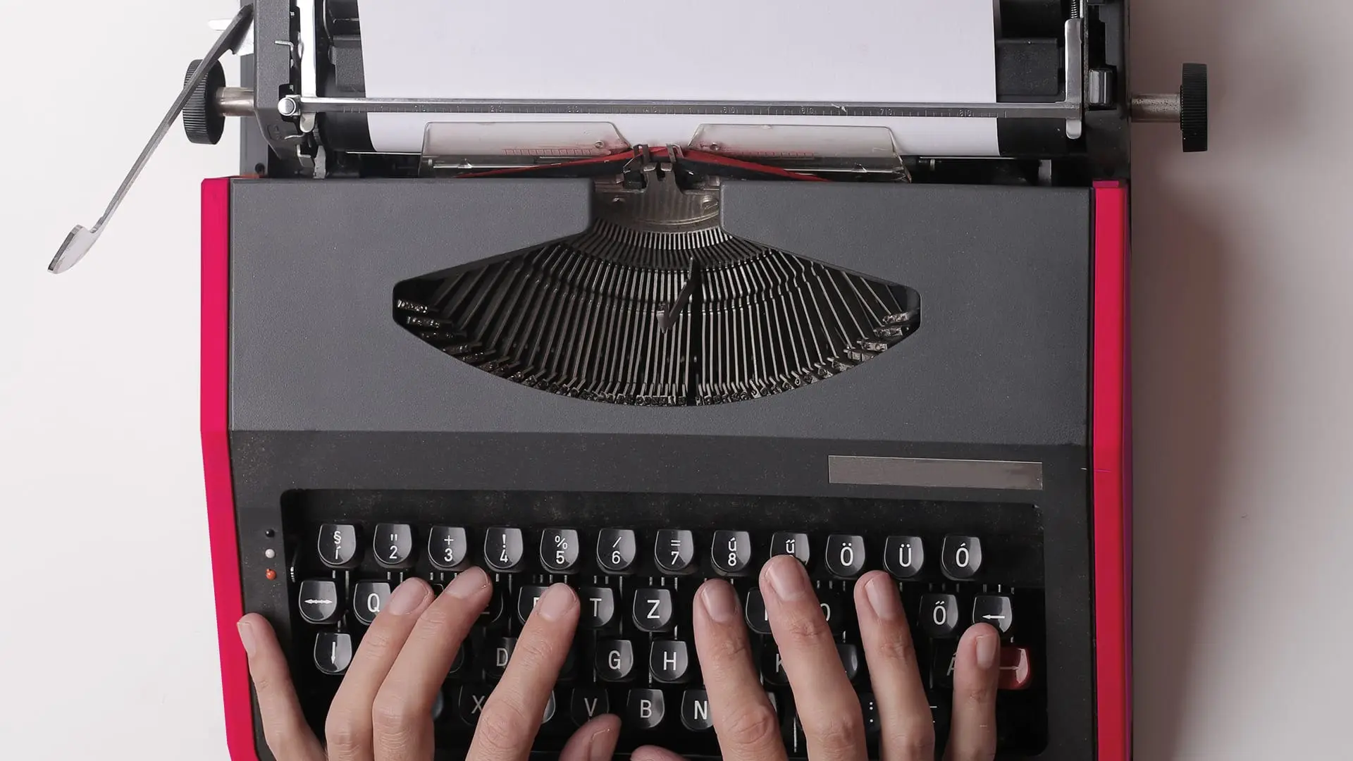 typing on a typewriter