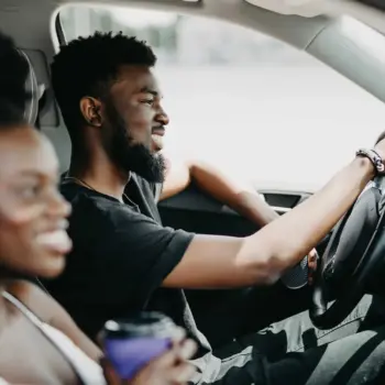 Man driving in a car.