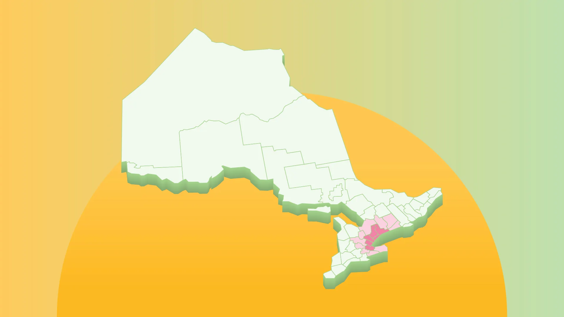 Map of Ontario highlighting the GTA and surrounding regions.