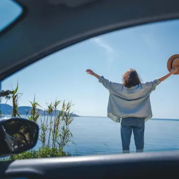 Woman on a roadtrip.