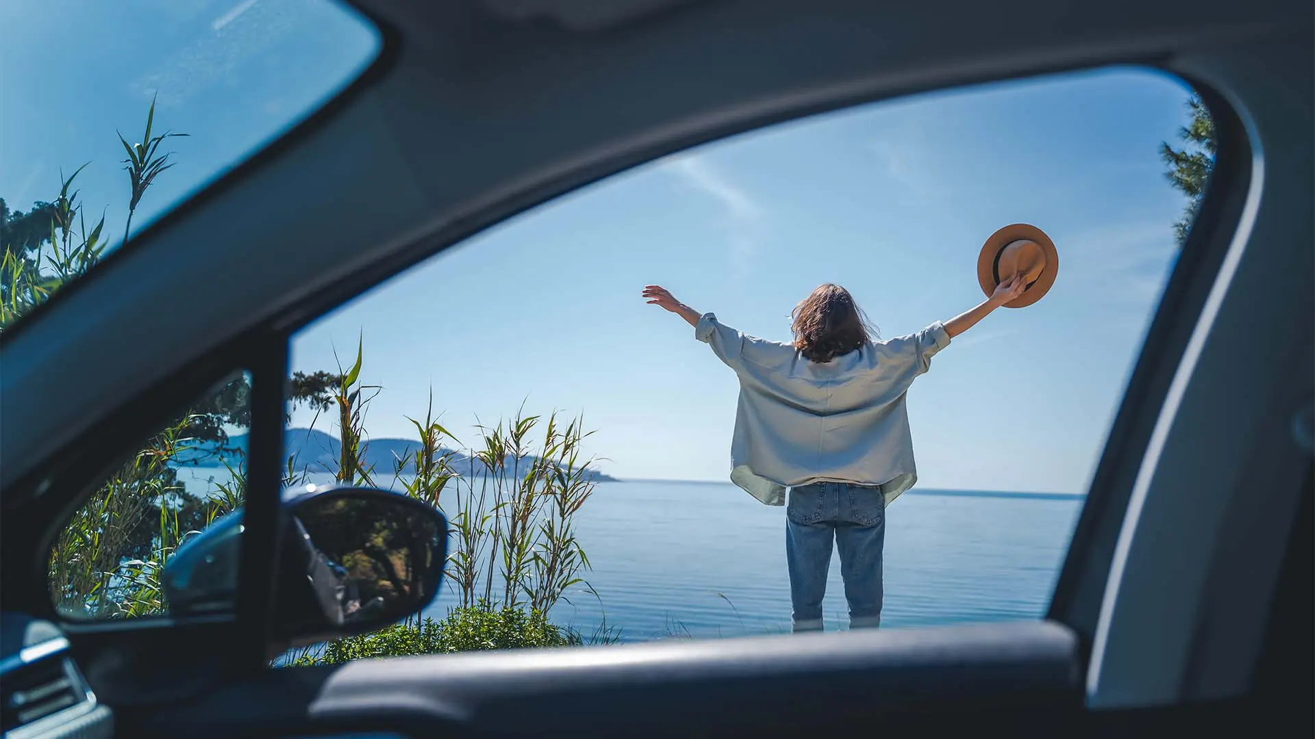 Woman on a roadtrip.