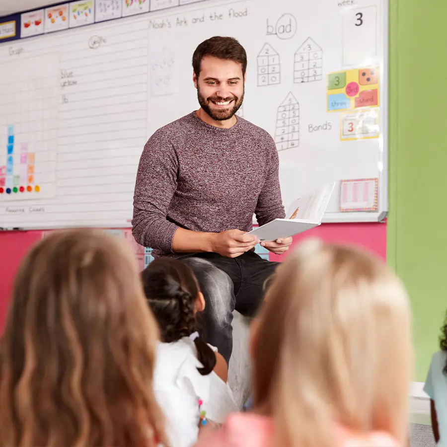 Teacher teaching a class.